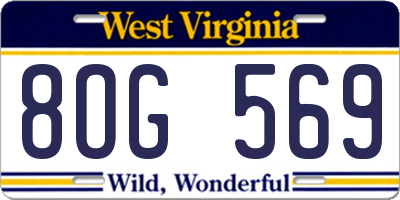 WV license plate 8OG569