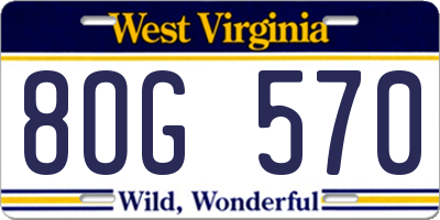 WV license plate 8OG570