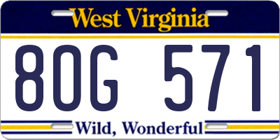 WV license plate 8OG571