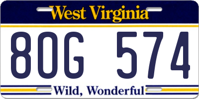 WV license plate 8OG574