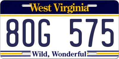 WV license plate 8OG575