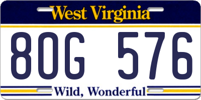 WV license plate 8OG576
