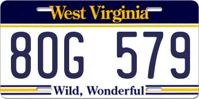 WV license plate 8OG579