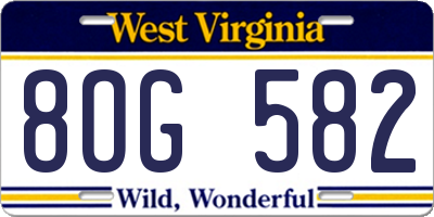 WV license plate 8OG582