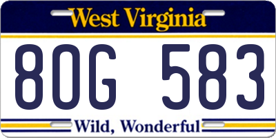 WV license plate 8OG583