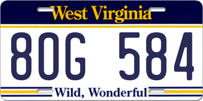 WV license plate 8OG584