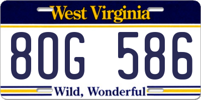 WV license plate 8OG586