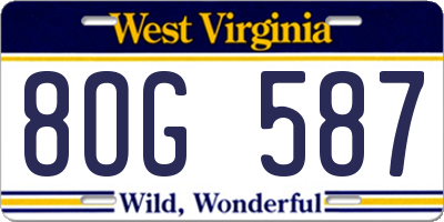 WV license plate 8OG587