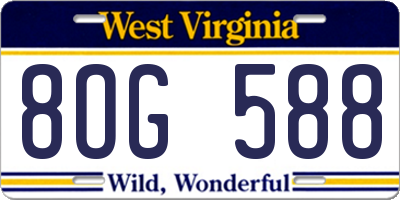 WV license plate 8OG588