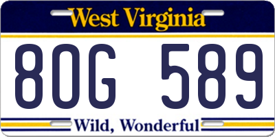 WV license plate 8OG589