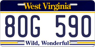 WV license plate 8OG590