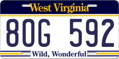 WV license plate 8OG592