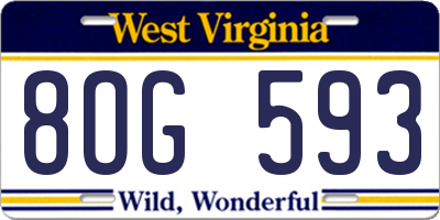 WV license plate 8OG593