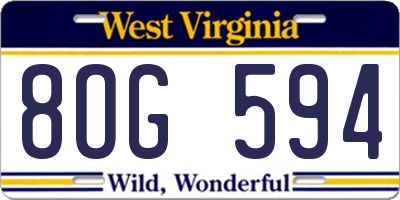 WV license plate 8OG594