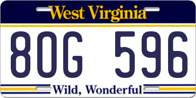 WV license plate 8OG596