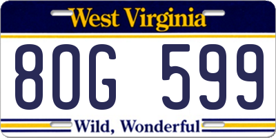 WV license plate 8OG599