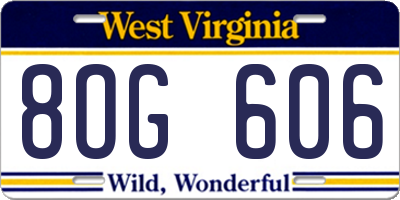 WV license plate 8OG606