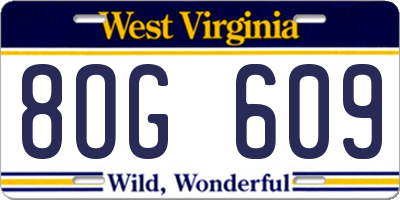 WV license plate 8OG609