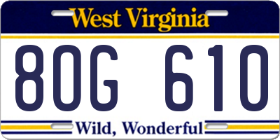 WV license plate 8OG610