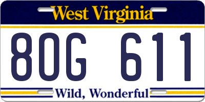 WV license plate 8OG611