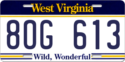 WV license plate 8OG613
