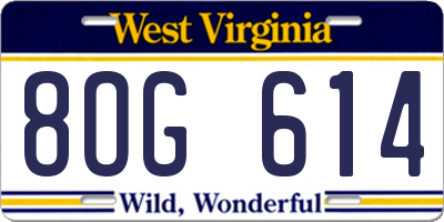 WV license plate 8OG614