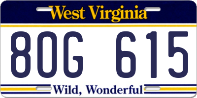 WV license plate 8OG615