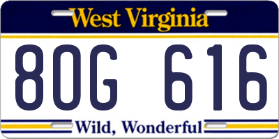 WV license plate 8OG616