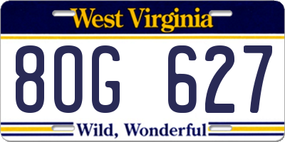 WV license plate 8OG627