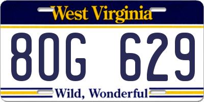 WV license plate 8OG629