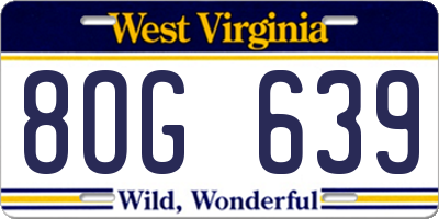 WV license plate 8OG639