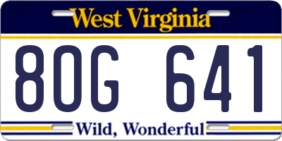 WV license plate 8OG641