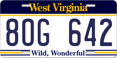 WV license plate 8OG642