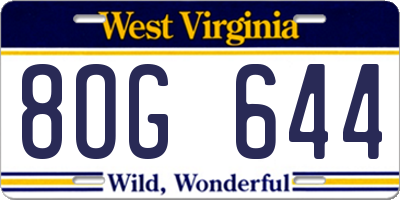 WV license plate 8OG644