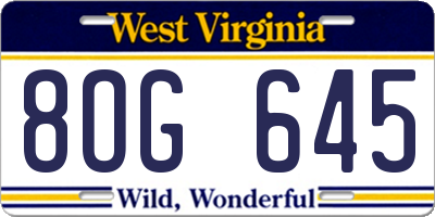 WV license plate 8OG645