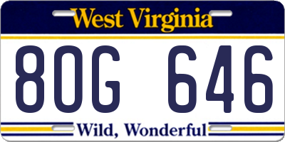 WV license plate 8OG646