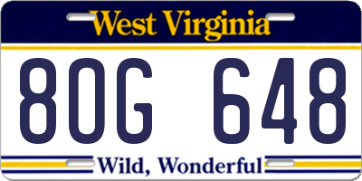 WV license plate 8OG648