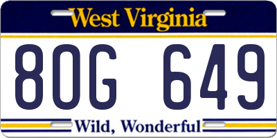 WV license plate 8OG649