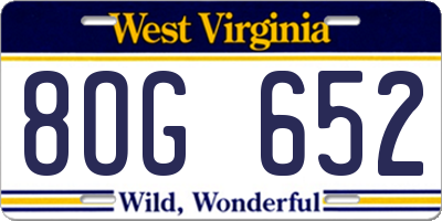 WV license plate 8OG652