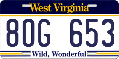 WV license plate 8OG653