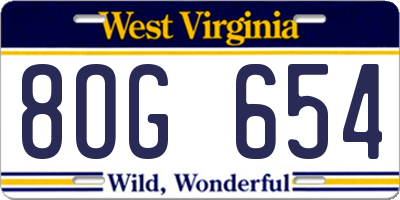 WV license plate 8OG654