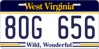 WV license plate 8OG656