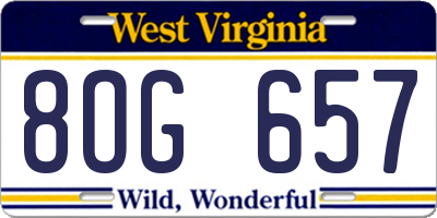 WV license plate 8OG657