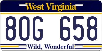 WV license plate 8OG658