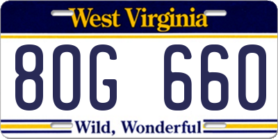 WV license plate 8OG660