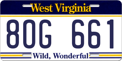 WV license plate 8OG661