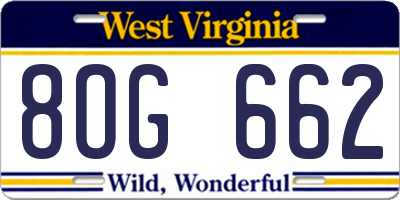 WV license plate 8OG662
