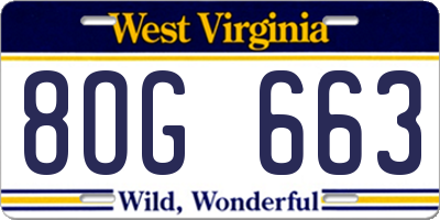 WV license plate 8OG663