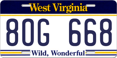 WV license plate 8OG668