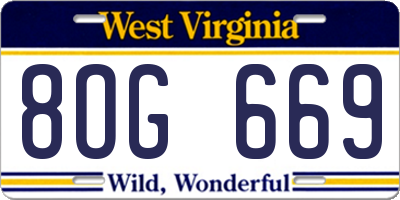 WV license plate 8OG669